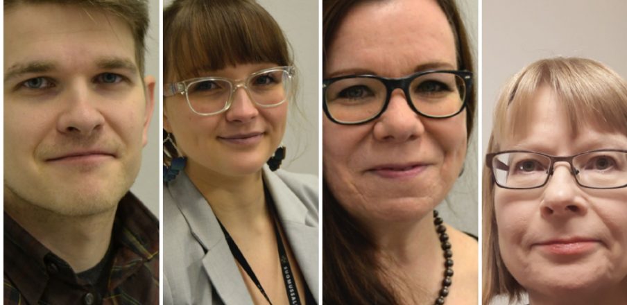 Kuvassa vasemmalta Markus Hämäläinen, Anniina Niemelä, Minna Saastamoinen ja Tuula Leskinen. Kuva: tuula Leskinen